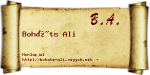 Boháts Ali névjegykártya